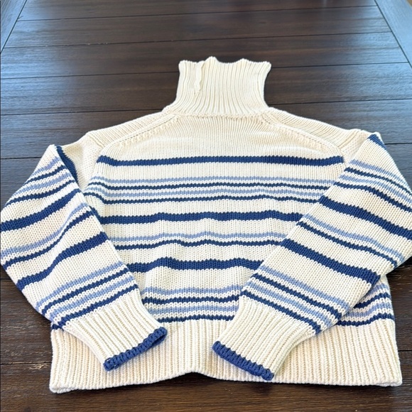 Madewell Ribbed Cotton Turtleneck Sweater in Stripe Size XS - Picture 12 of 12